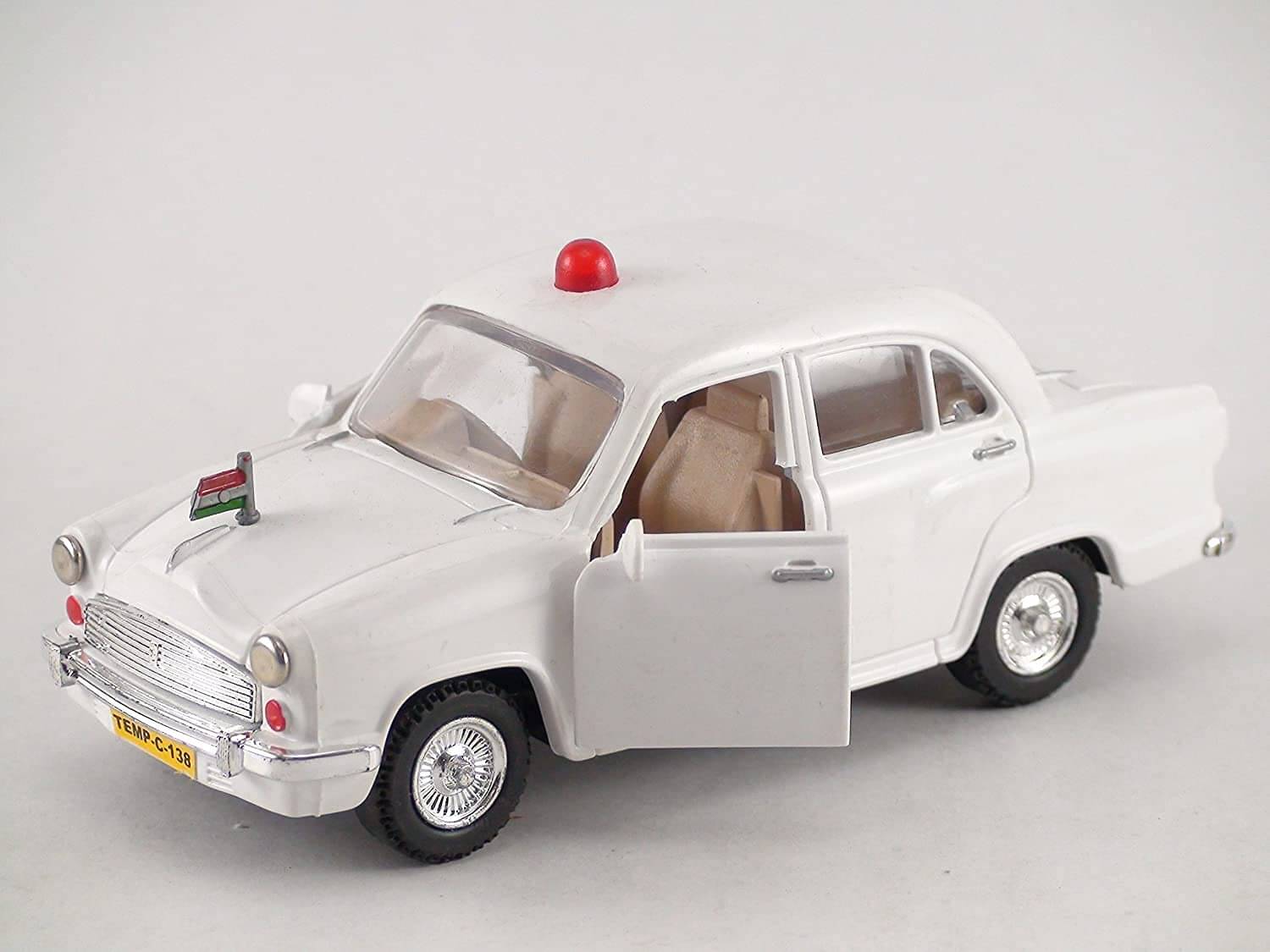     			Vip Ambassador Toy Car, White Pull Back Action Top Beacon Light Front Doors, Toy For Kids