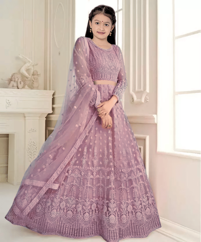     			piludi Net Lehenga Choli Set For Girls ( Pack of 1 , Pink )