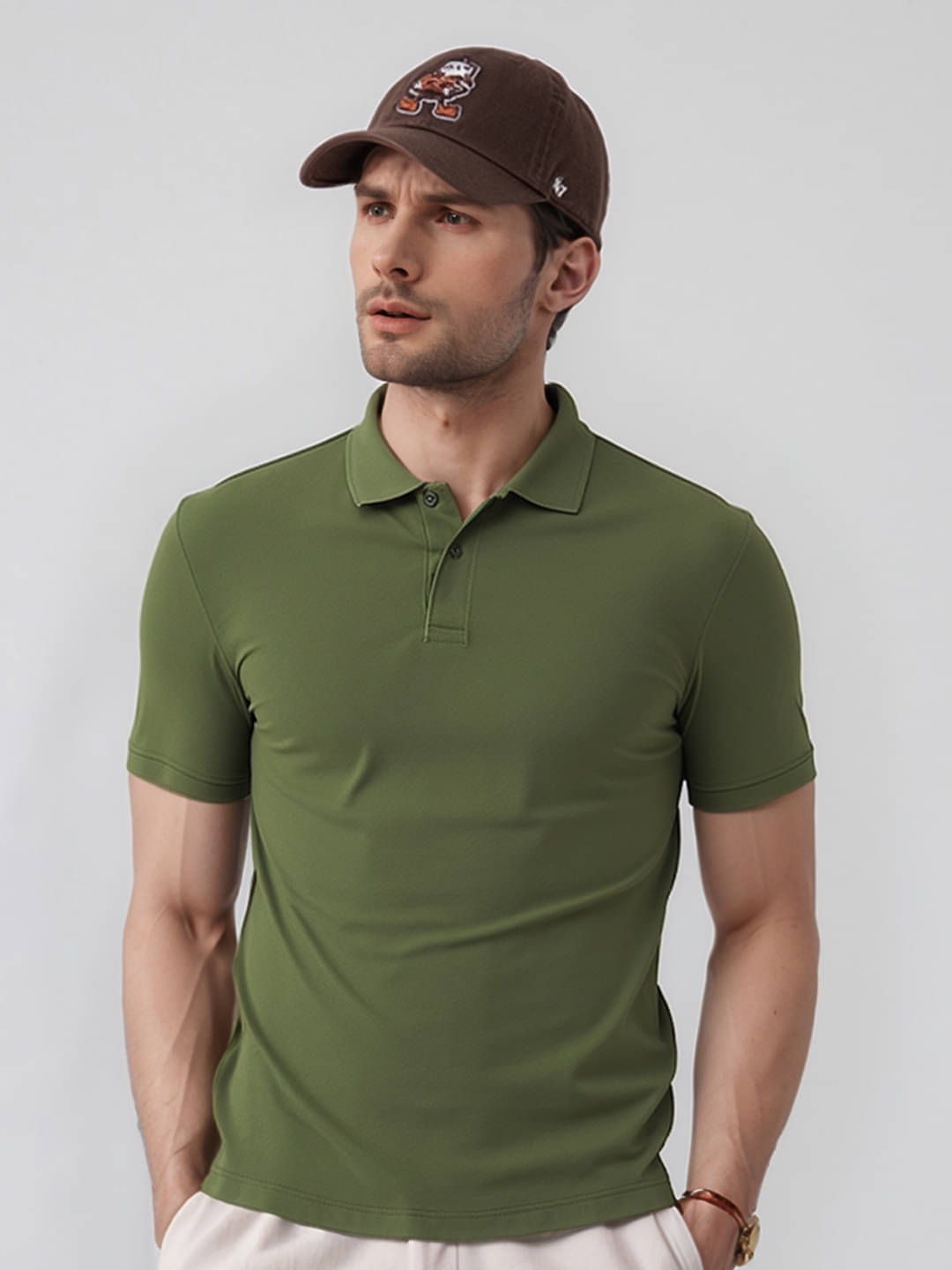     			renuovo Pack of 1 Cotton Blend Regular Fit Solid Half Sleeves Men's Polo T Shirt ( Green )