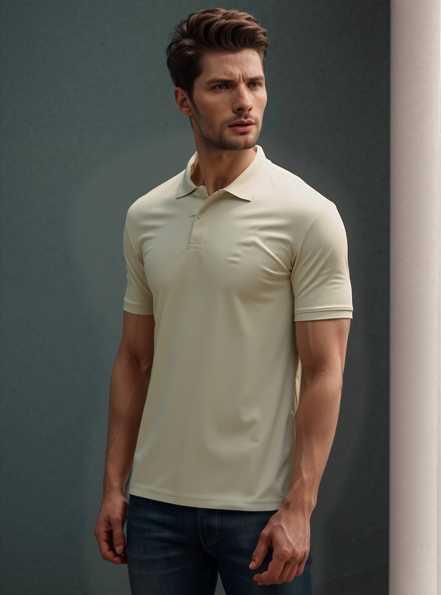     			renuovo Pack of 1 Polyester Regular Fit Solid Half Sleeves Men's Polo T Shirt ( Beige )