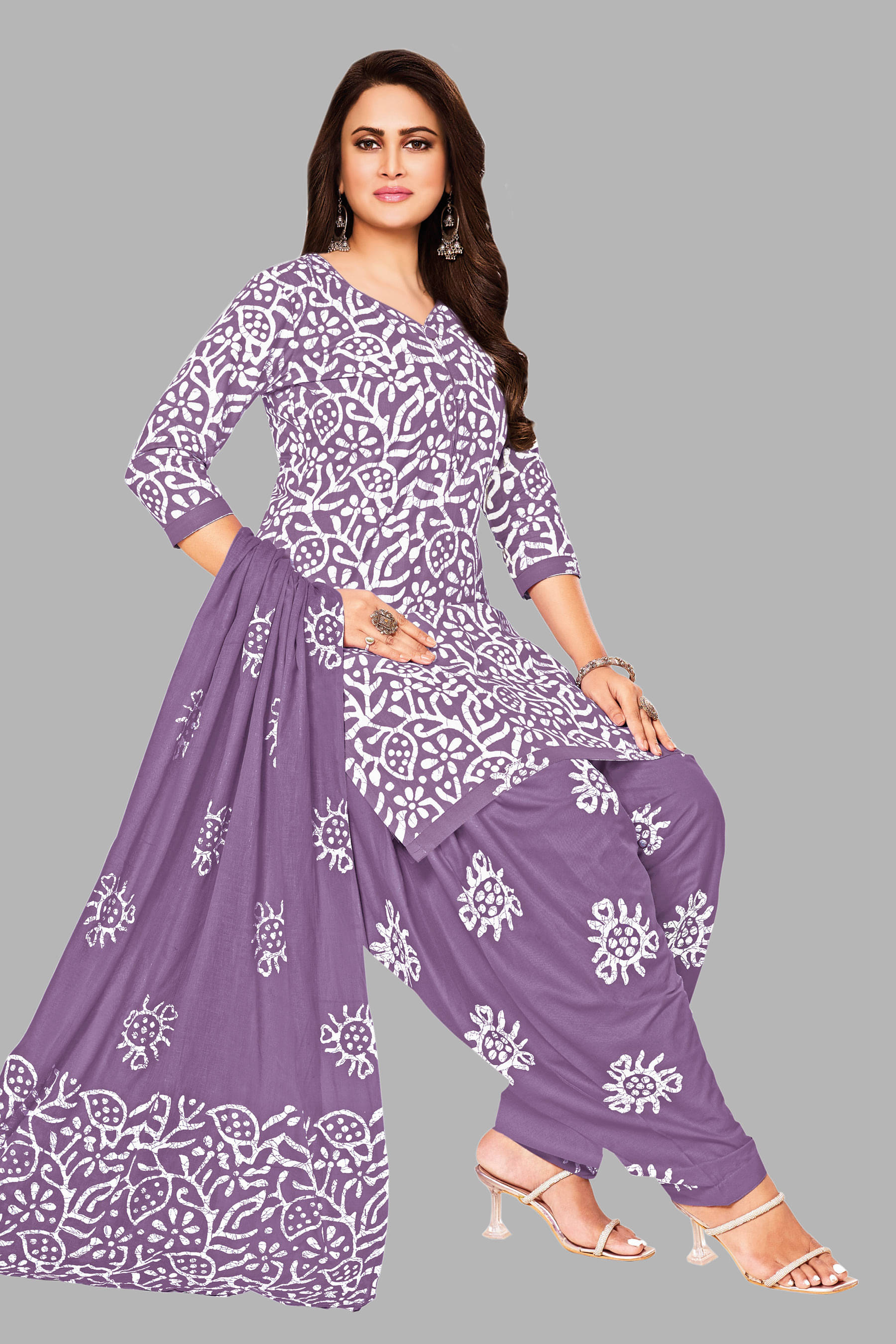     			shree jeenmata collection Women Cotton Unstitched Dress Material ( Multicolor,Purple )