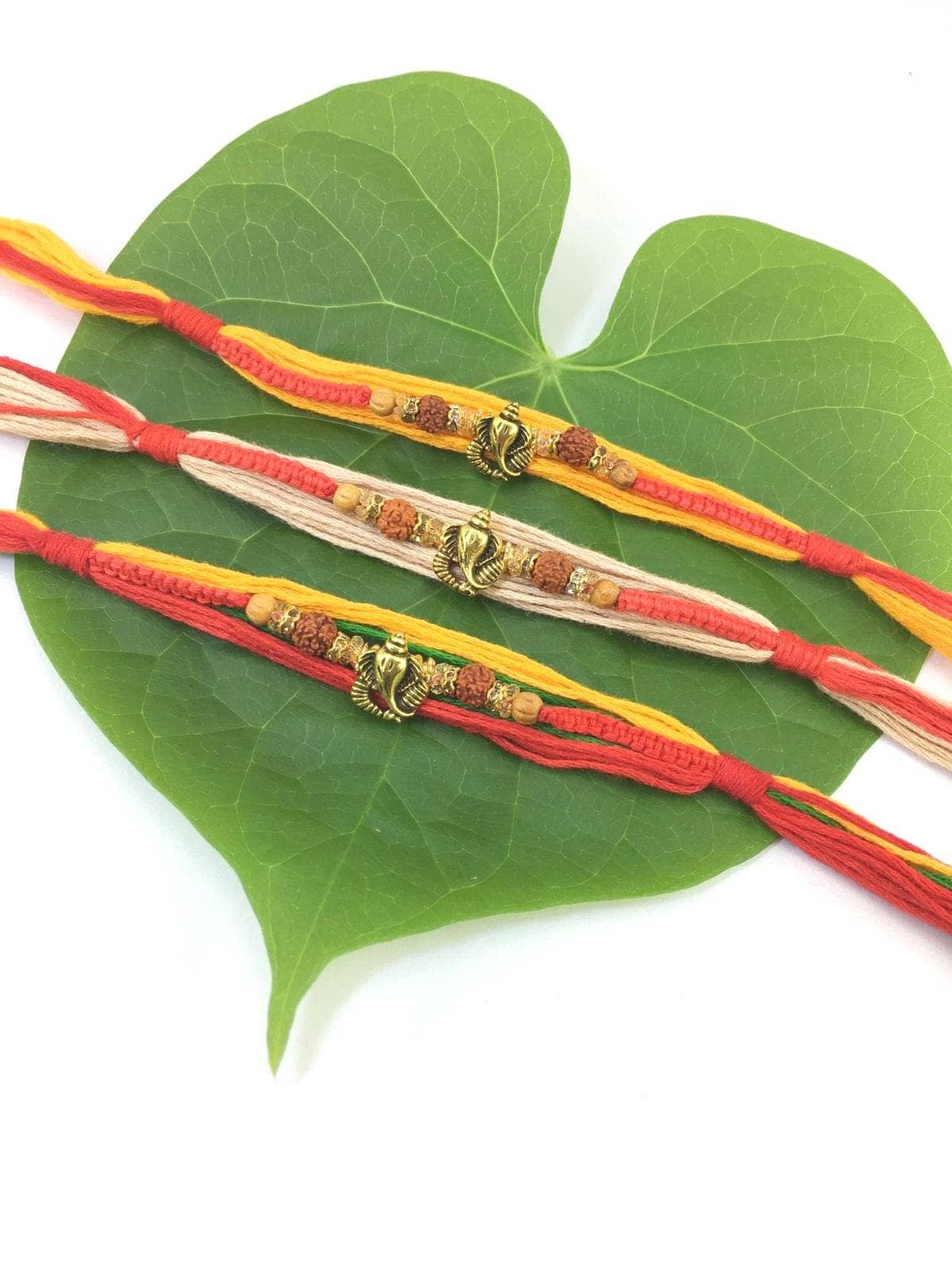 thriftkart Rakhi Set Multicolour 3PC GANESHA MOLI Rudraksh RAKHI FOR BHAI - Bangles & Bracelets | Buy online on ZillyBuy