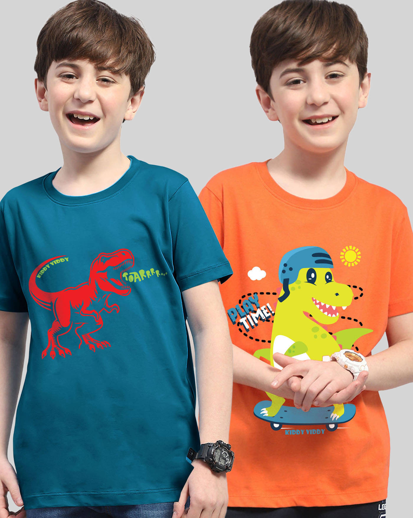     			AUSK Pack of 2 Boys Cotton Blend T-Shirt ( Orange )
