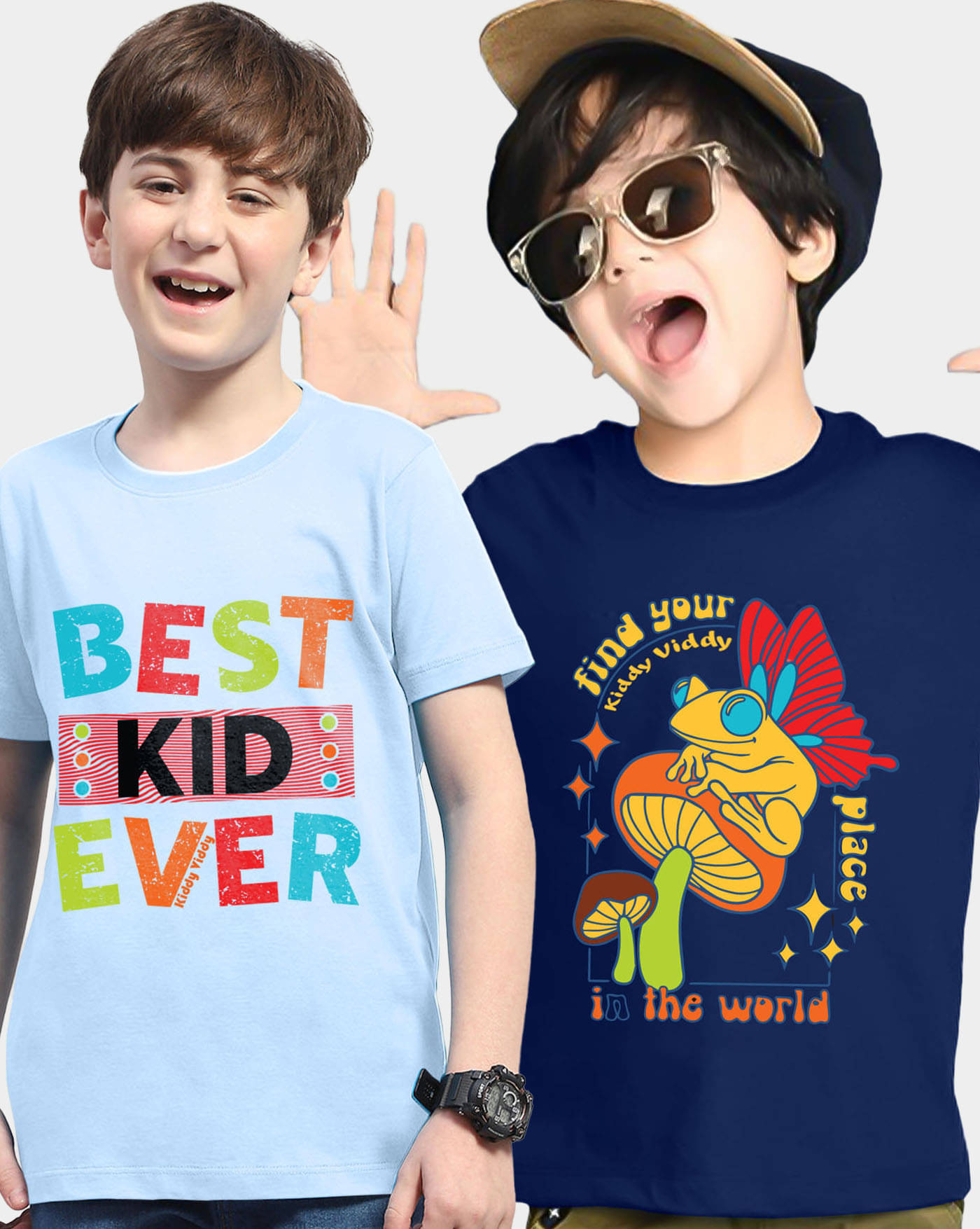     			AUSK Pack of 2 Boys Cotton Blend T-Shirt ( Navy Blue )