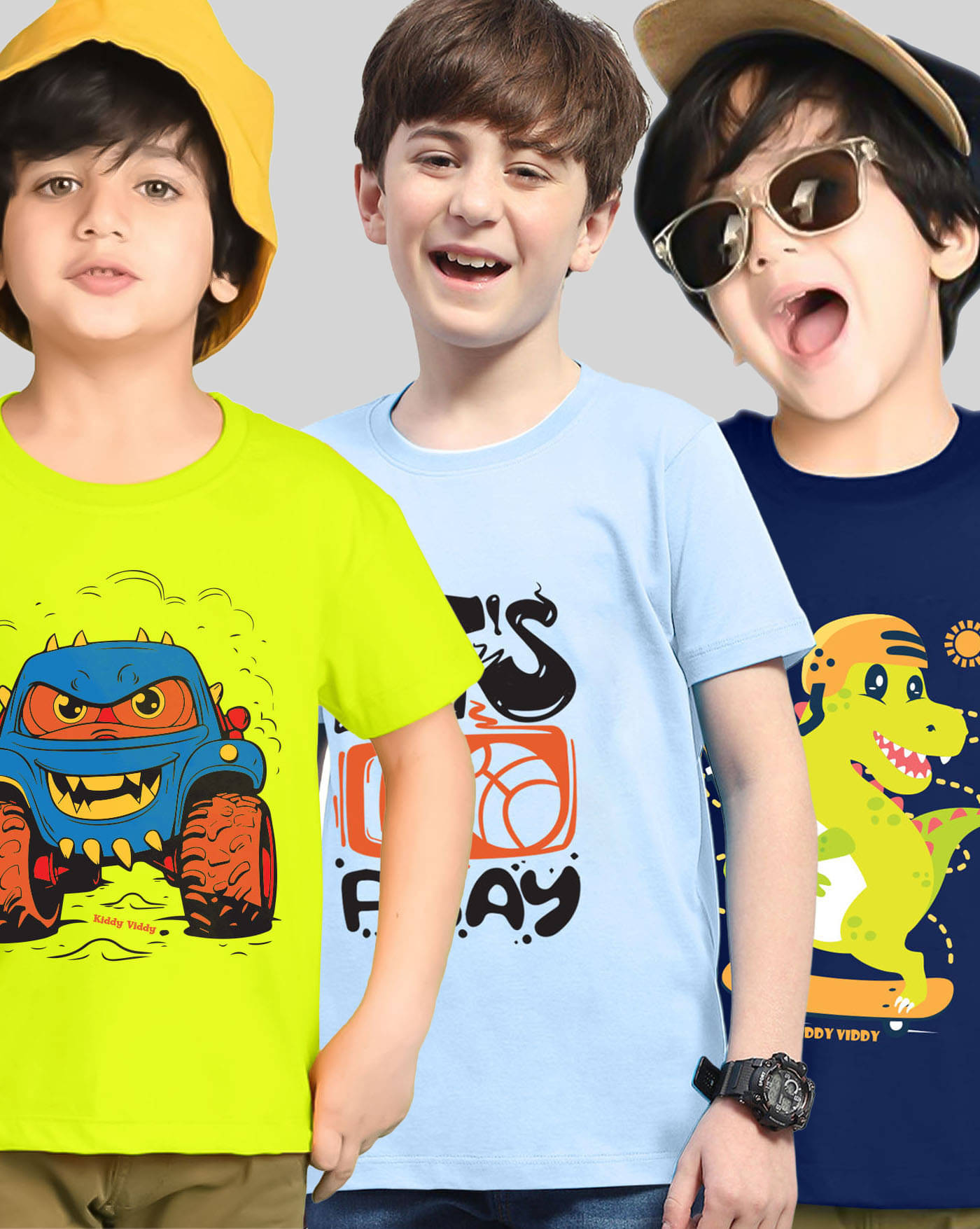     			AUSK Pack of 3 Boys Cotton Blend T-Shirt ( Sky Blue )