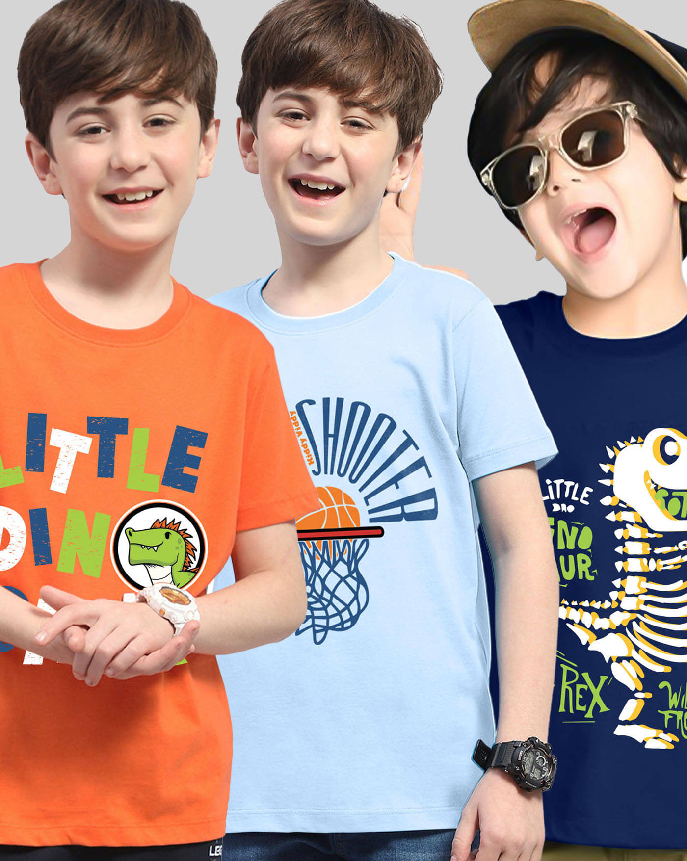     			AUSK Pack of 3 Boys Cotton Blend T-Shirt ( Sky Blue )