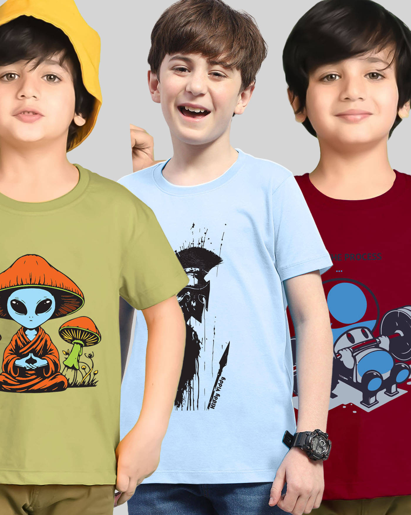     			AUSK Pack of 3 Boys Cotton Blend T-Shirt ( Green )