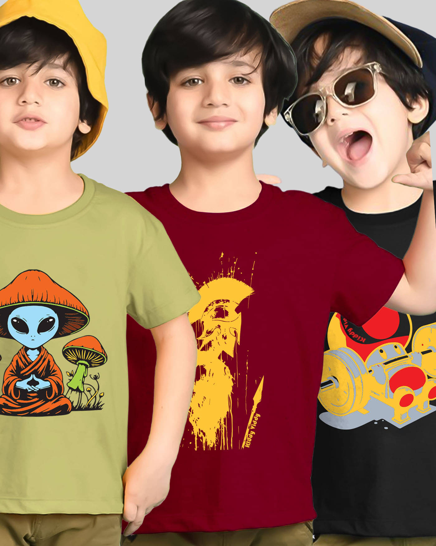     			AUSK Pack of 3 Boys Cotton Blend T-Shirt ( Maroon )