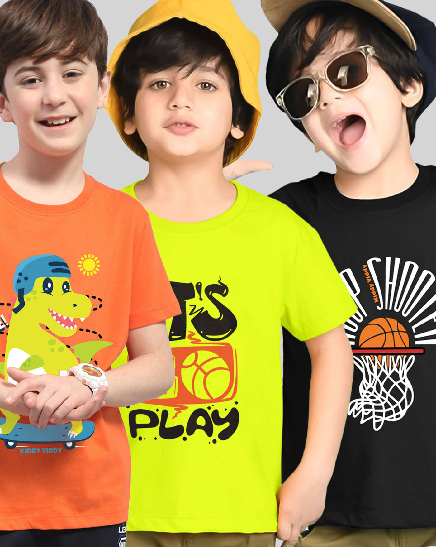    			AUSK Pack of 3 Boys Cotton Blend T-Shirt ( Orange )