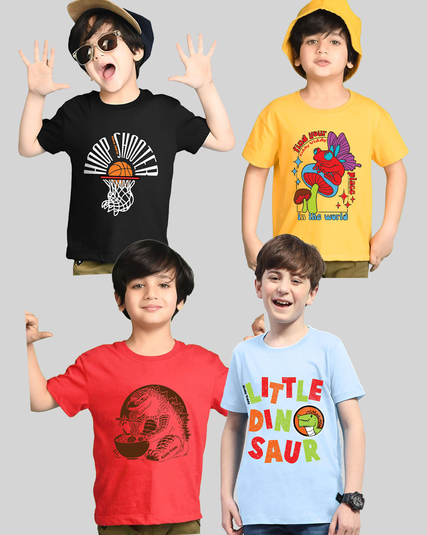     			AUSK Pack of 4 Boys Cotton Blend T-Shirt ( Sky Blue )