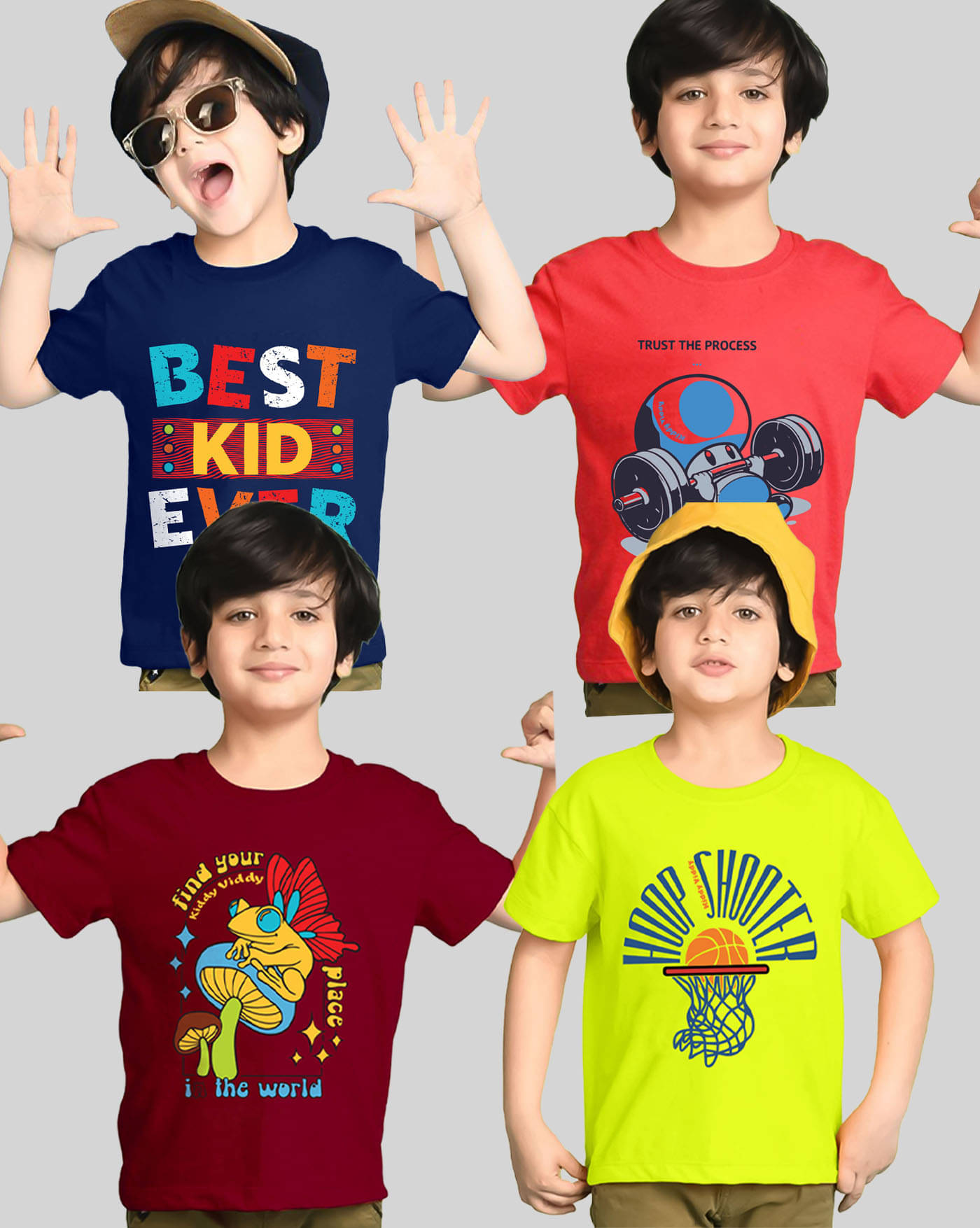     			AUSK Pack of 4 Boys Cotton Blend T-Shirt ( Maroon )