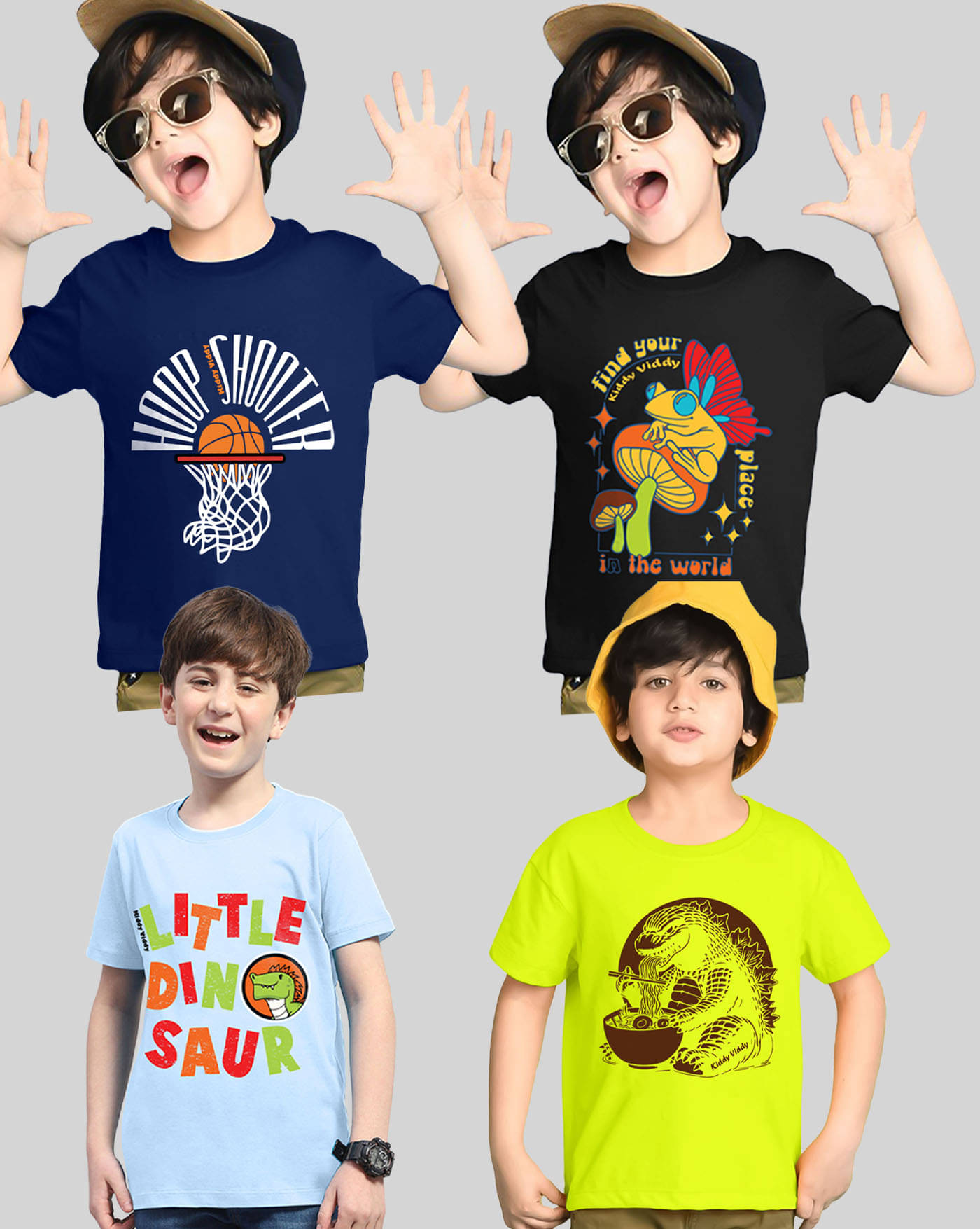     			AUSK Pack of 4 Boys Cotton Blend T-Shirt ( Neon Green )
