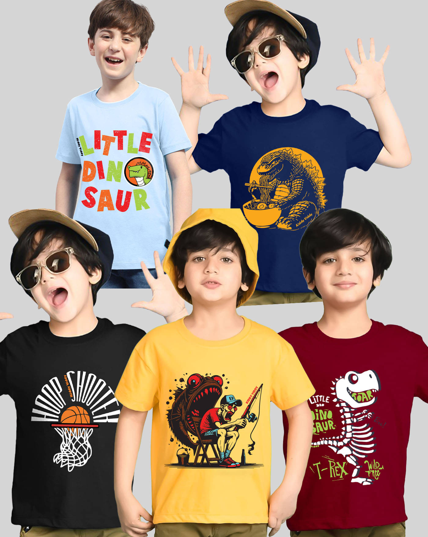     			AUSK Pack of 5 Boys Cotton Blend T-Shirt ( Maroon )