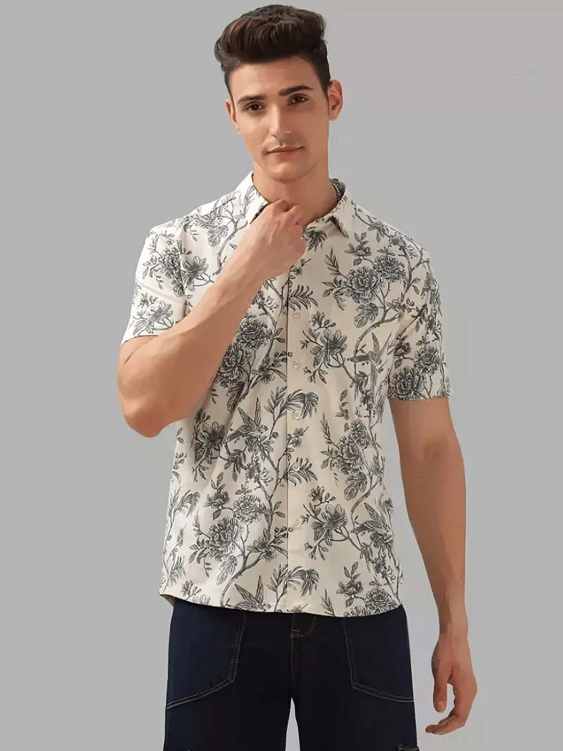 AYARTH Rayon Regular Fit Printed Half Sleeves Men's Casual Shirt - Off-White ( Pack of 1 ) AYARTH Rayon Regular Fit Printed Half Sleeves Men's Casual Shirt - Off-White ( Pack of 1 )