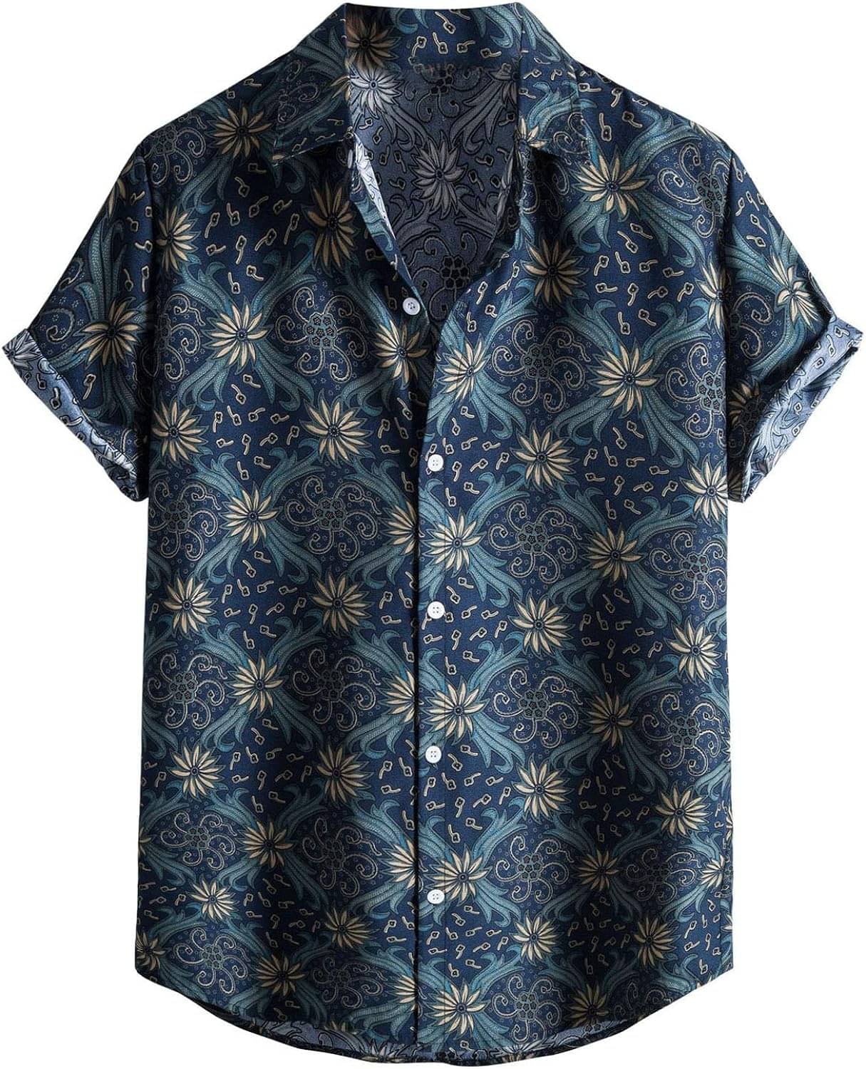     			AYARTH Rayon Regular Fit Printed Half Sleeves Men's Casual Shirt - Navy ( Pack of 1 )