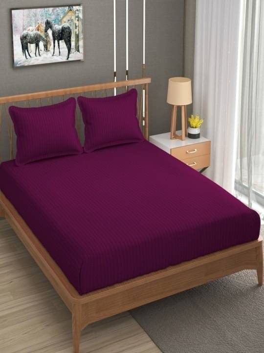     			DOMES FAB Satin 1 Double Bedsheet with 2 Pillow Covers ( Purple )