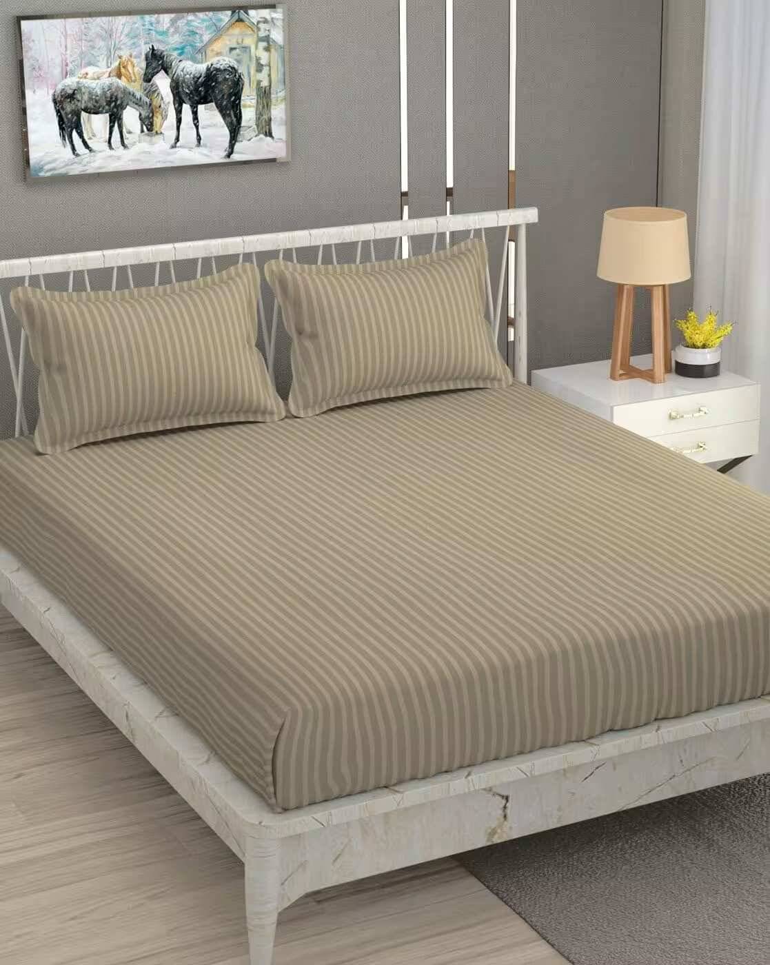     			DOMES FAB Satin 1 Double Bedsheet with 2 Pillow Covers ( Beige )
