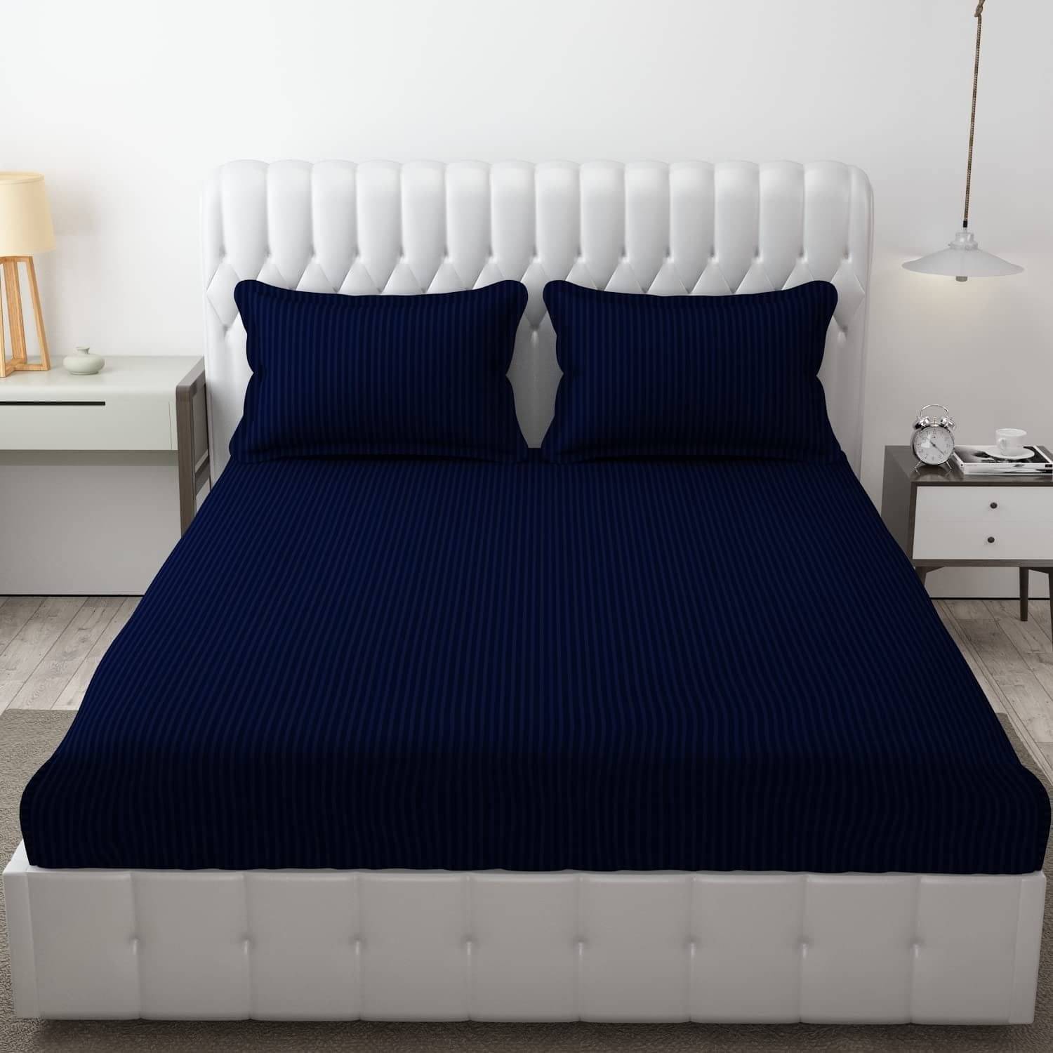 DOMES FAB Satin 1 Double Queen Bedsheet with 2 Pillow Covers ( Blue ) DOMES FAB Satin 1 Double Queen Bedsheet with 2 Pillow Covers ( Blue )