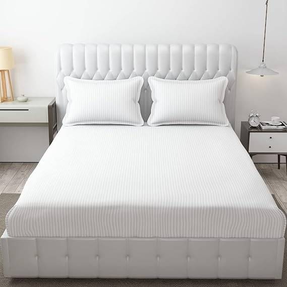 DOMES FAB Satin 1 Double Bedsheet with 2 Pillow Covers ( White ) DOMES FAB Satin 1 Double Bedsheet with 2 Pillow Covers ( White )