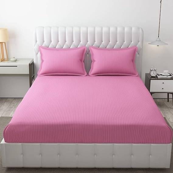     			DOMES FAB Satin 1 Double Bedsheet with 2 Pillow Covers ( Pink )