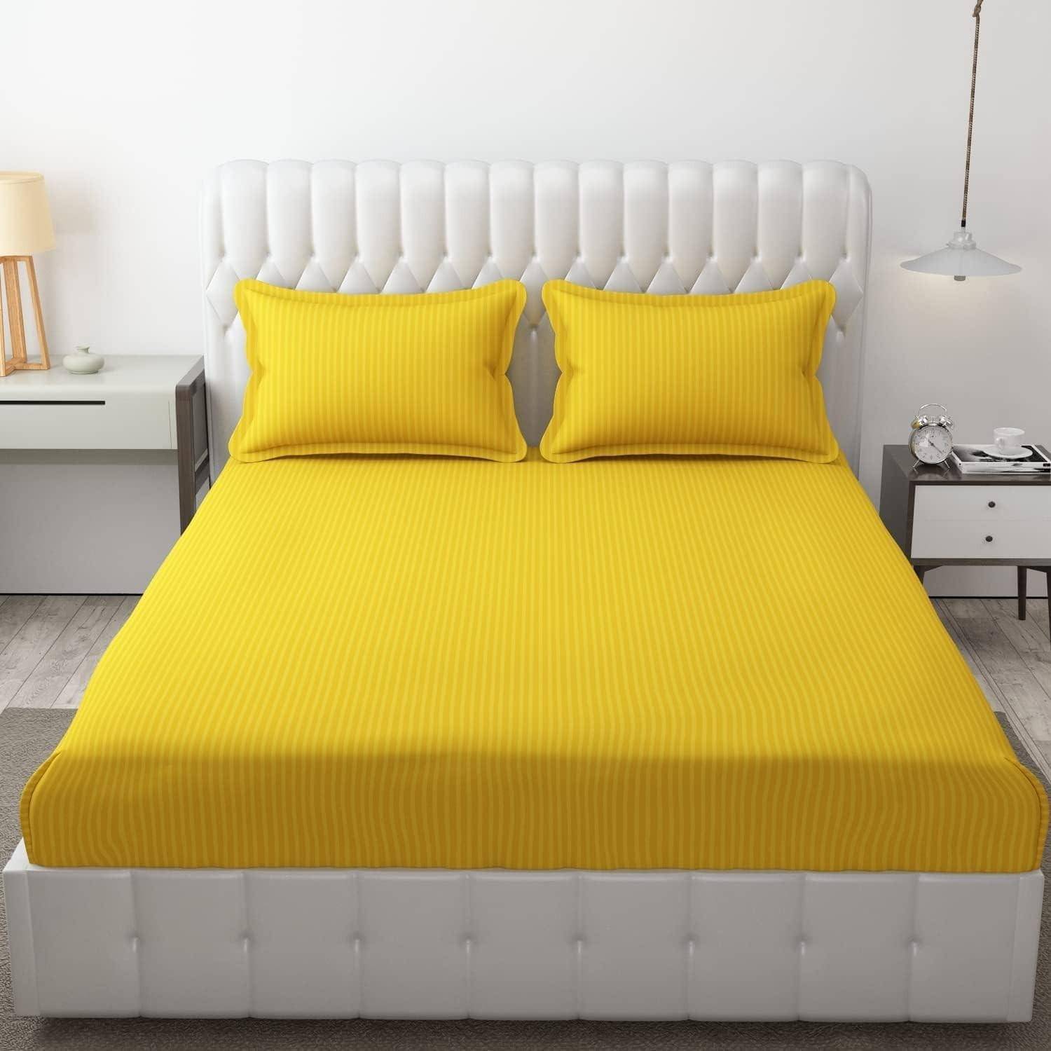     			DOMES FAB Satin 1 Double Bedsheet with 2 Pillow Covers ( Yellow )