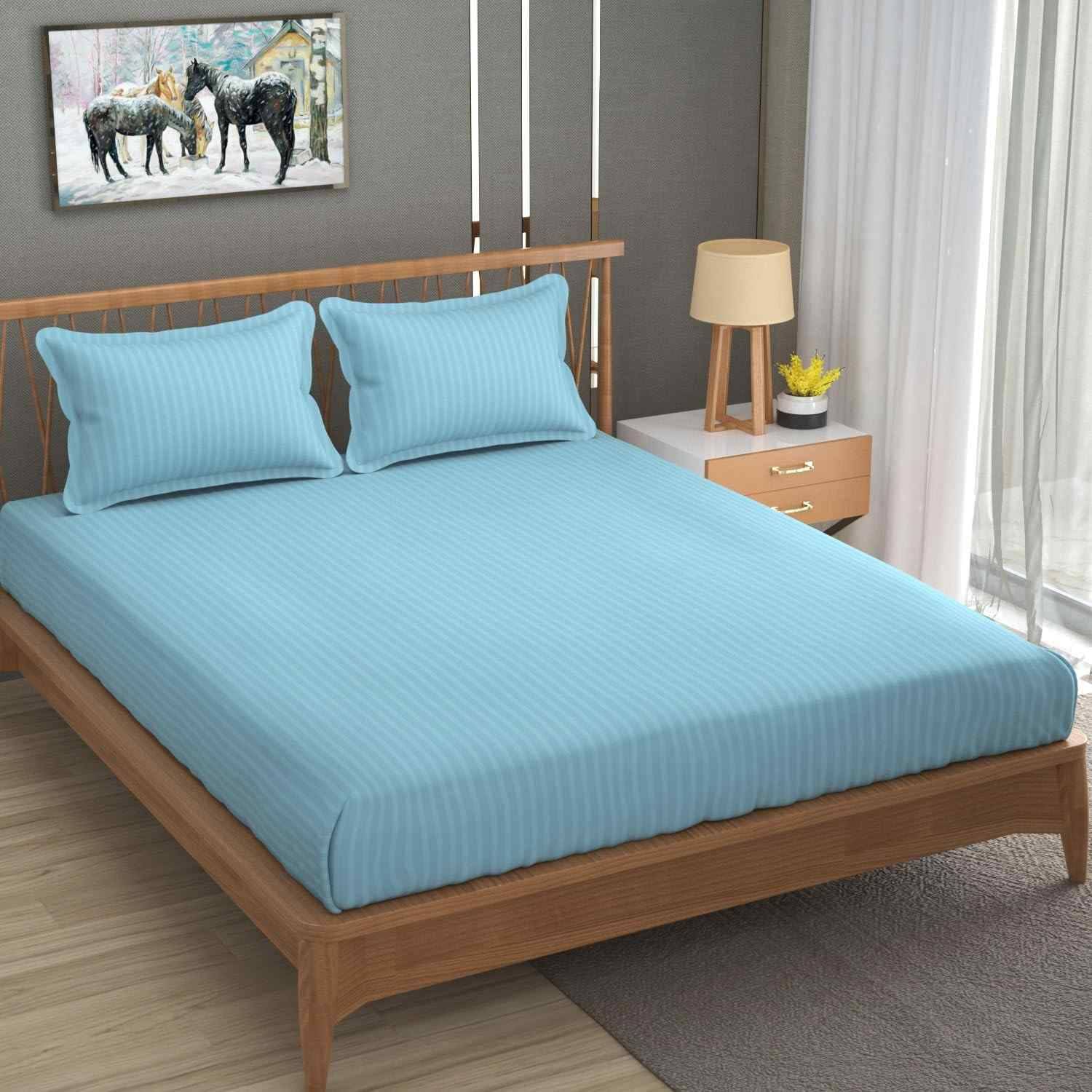 DOMES FAB Satin 1 Double Bedsheet with 2 Pillow Covers ( Blue ) DOMES FAB Satin 1 Double Bedsheet with 2 Pillow Covers ( Blue )