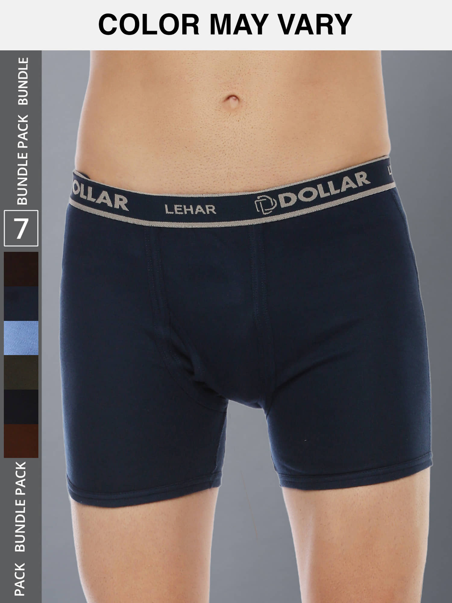 Dollar Lehar Mens Combed Cotton Trunk - Pack of 7 - (Colour May Vary)