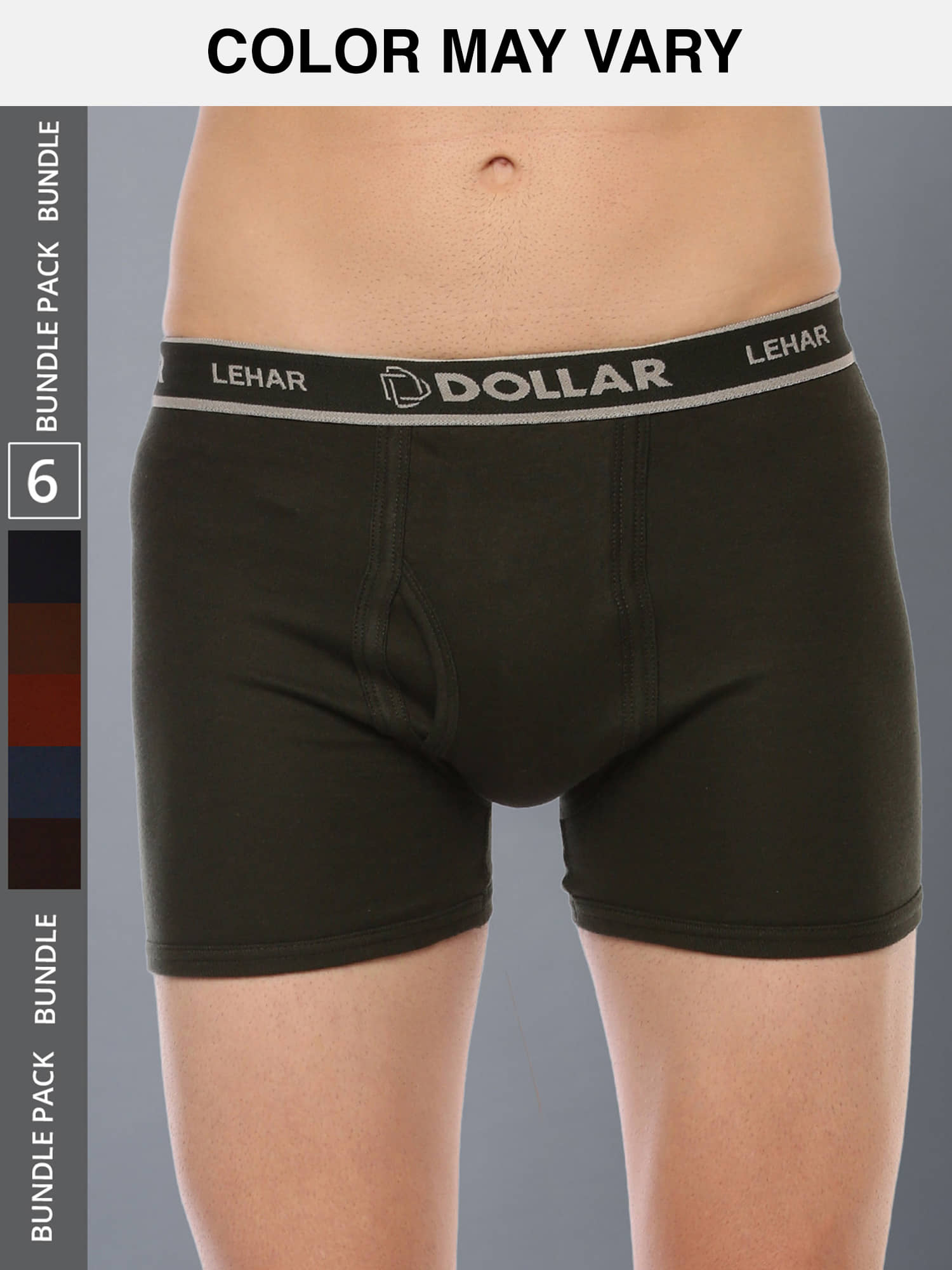 Dollar Lehar Mens Combed Cotton Trunk - Pack of 6 - (Colour May Vary)