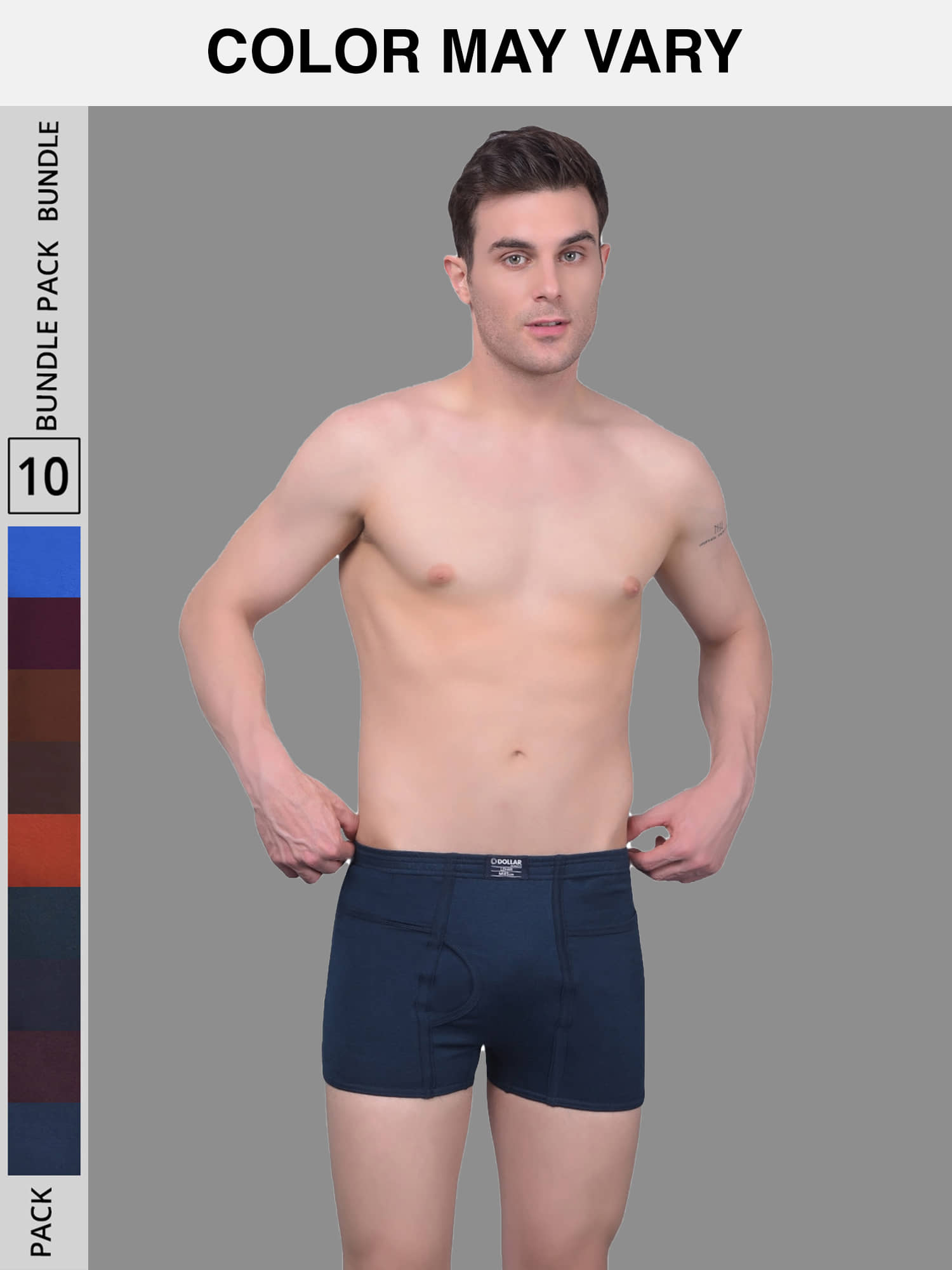 Dollar Lehar Mens Combed Cotton Trunk - Pack of 10 - (Colour May Vary)