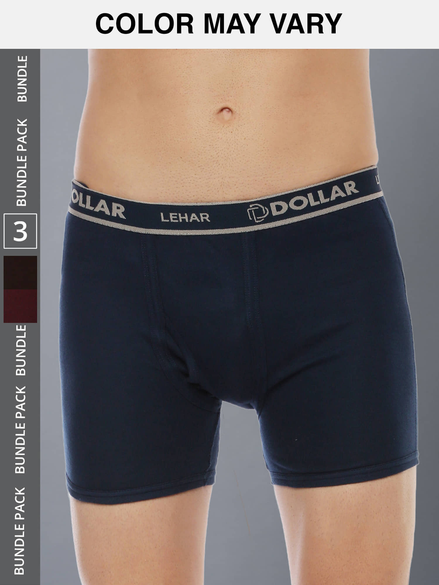 Dollar Lehar Mens Combed Cotton Trunk - Pack of 3 - (Colour May Vary)
