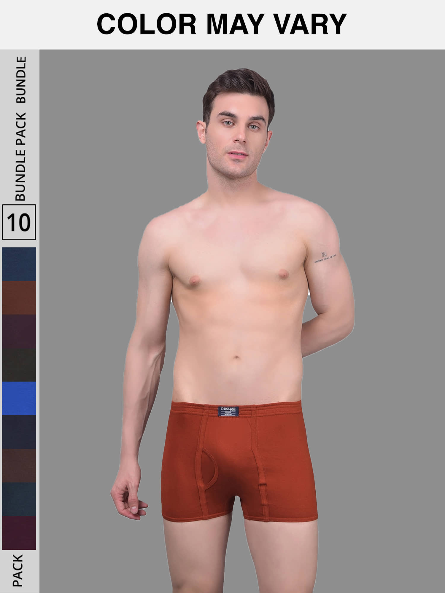 Dollar Lehar Mens Combed Cotton Trunk - Pack of 10 - (Colour May Vary)