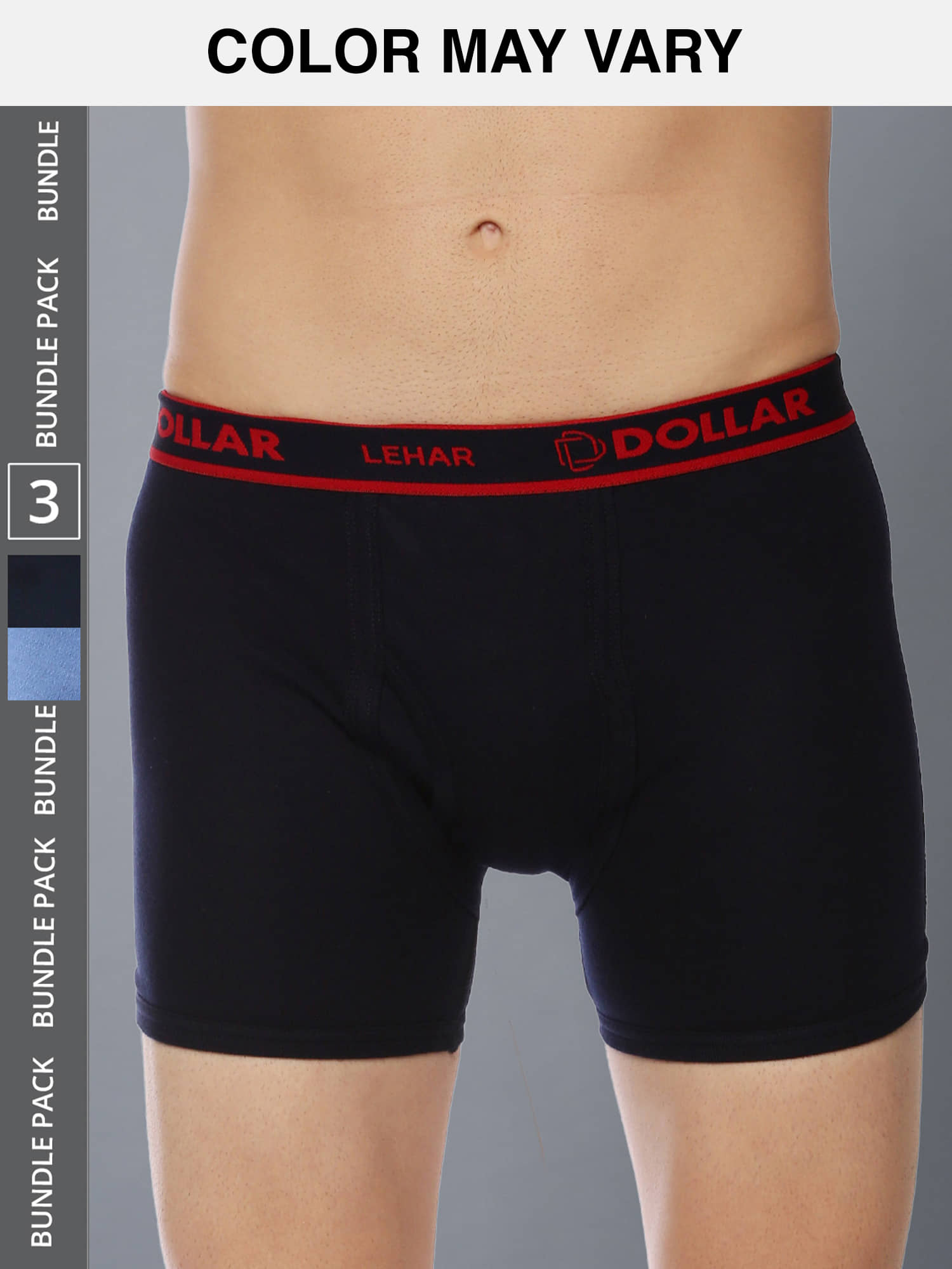 Dollar Lehar Mens Combed Cotton Trunk - Pack of 3 - (Colour May Vary)