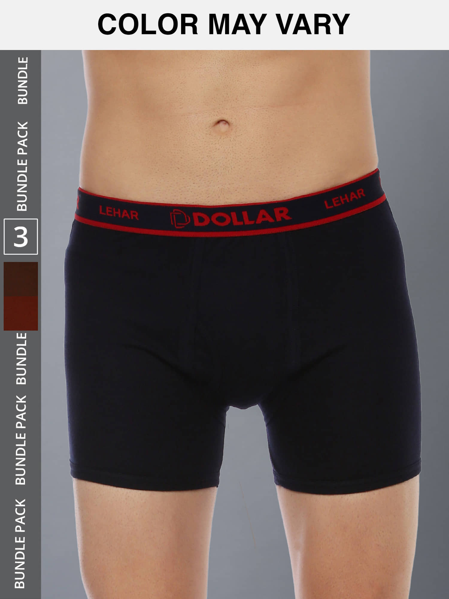 Dollar Lehar Mens Combed Cotton Trunk - Pack of 3 - (Colour May Vary)