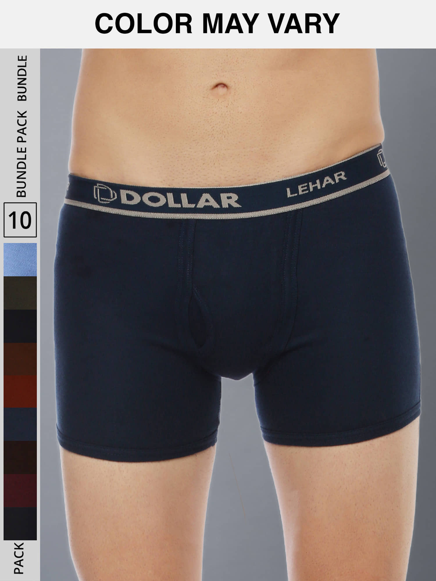 Dollar Lehar Mens Combed Cotton Trunk - Pack of 10 - (Colour May Vary)