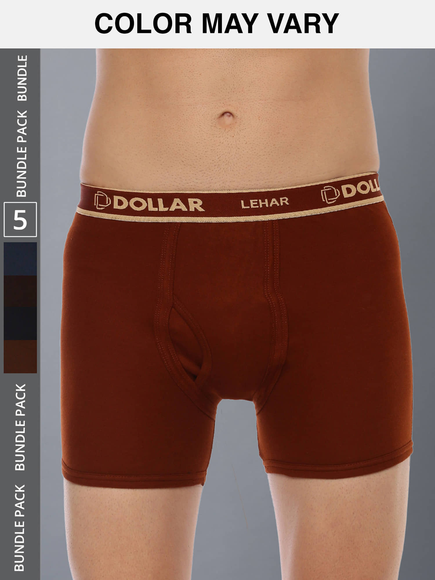 Dollar Lehar Mens Combed Cotton Trunk - Pack of 5 - (Colour May Vary)