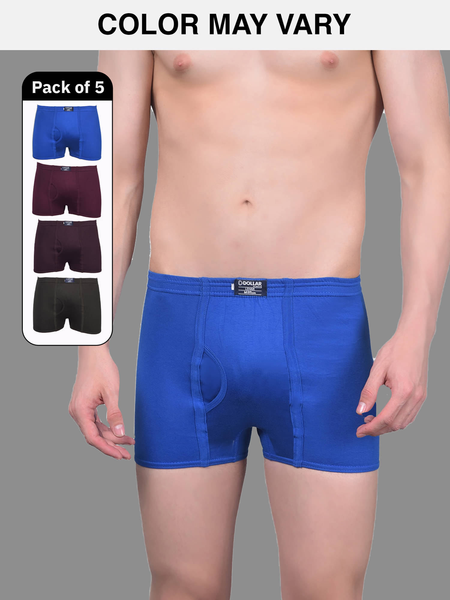     			Dollar Lehar Mens Combed Cotton Trunk - Pack of 5 - (Colour May Vary)