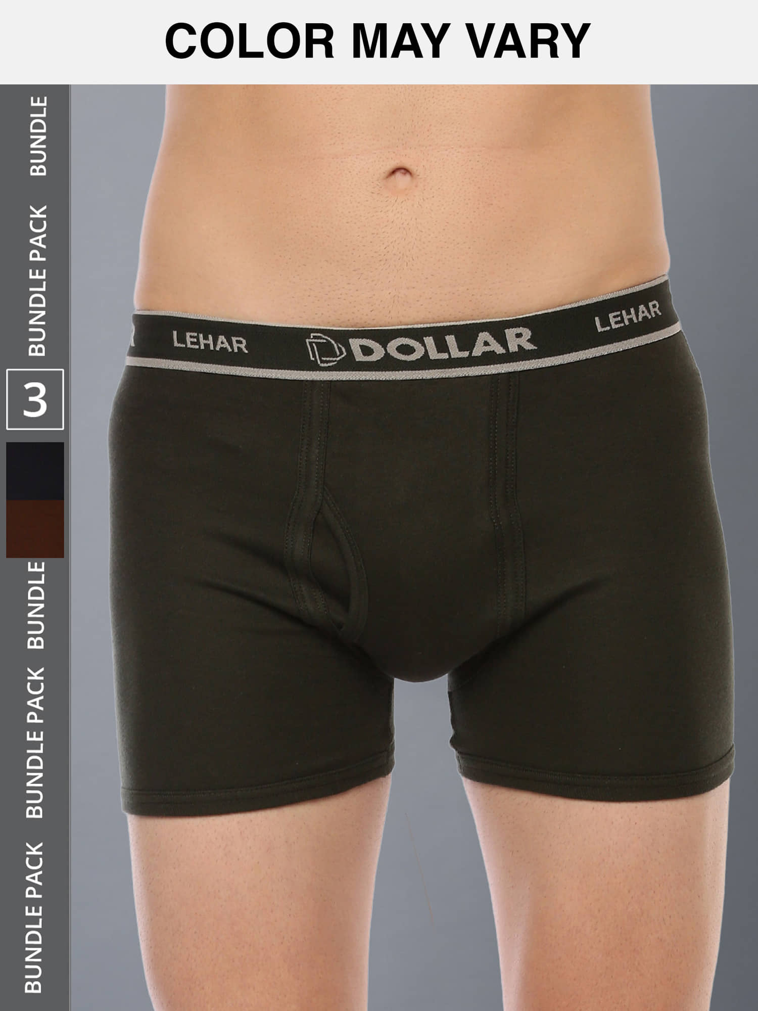Dollar Lehar Mens Combed Cotton Trunk - Pack of 3 - (Colour May Vary)