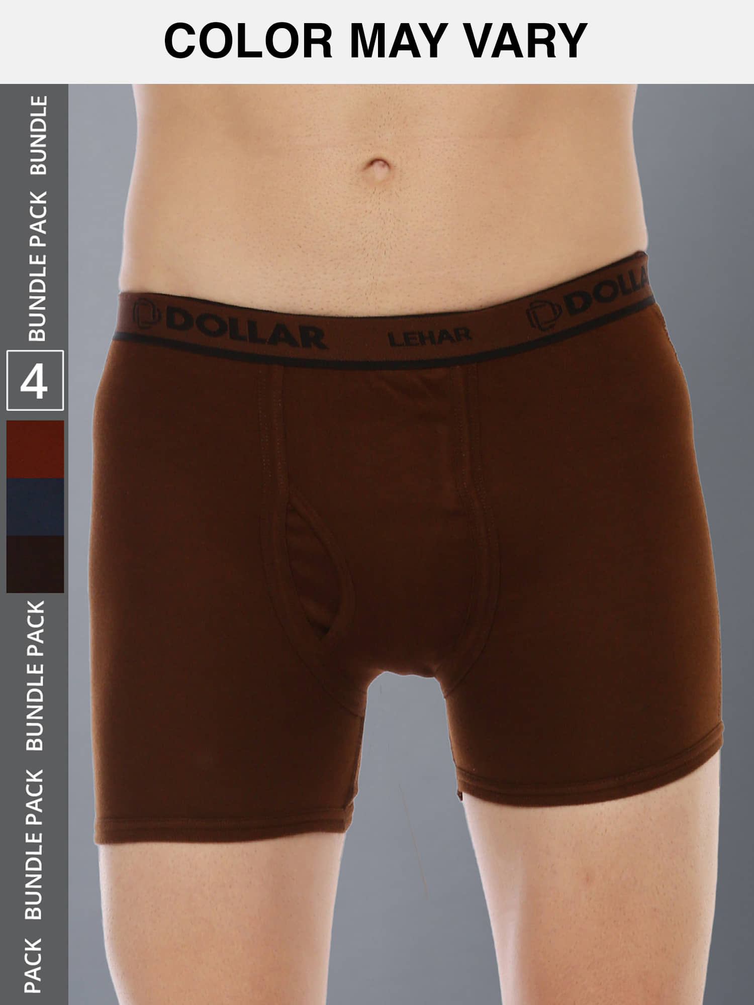 Dollar Lehar Mens Combed Cotton Trunk - Pack of 4 - (Colour May Vary)