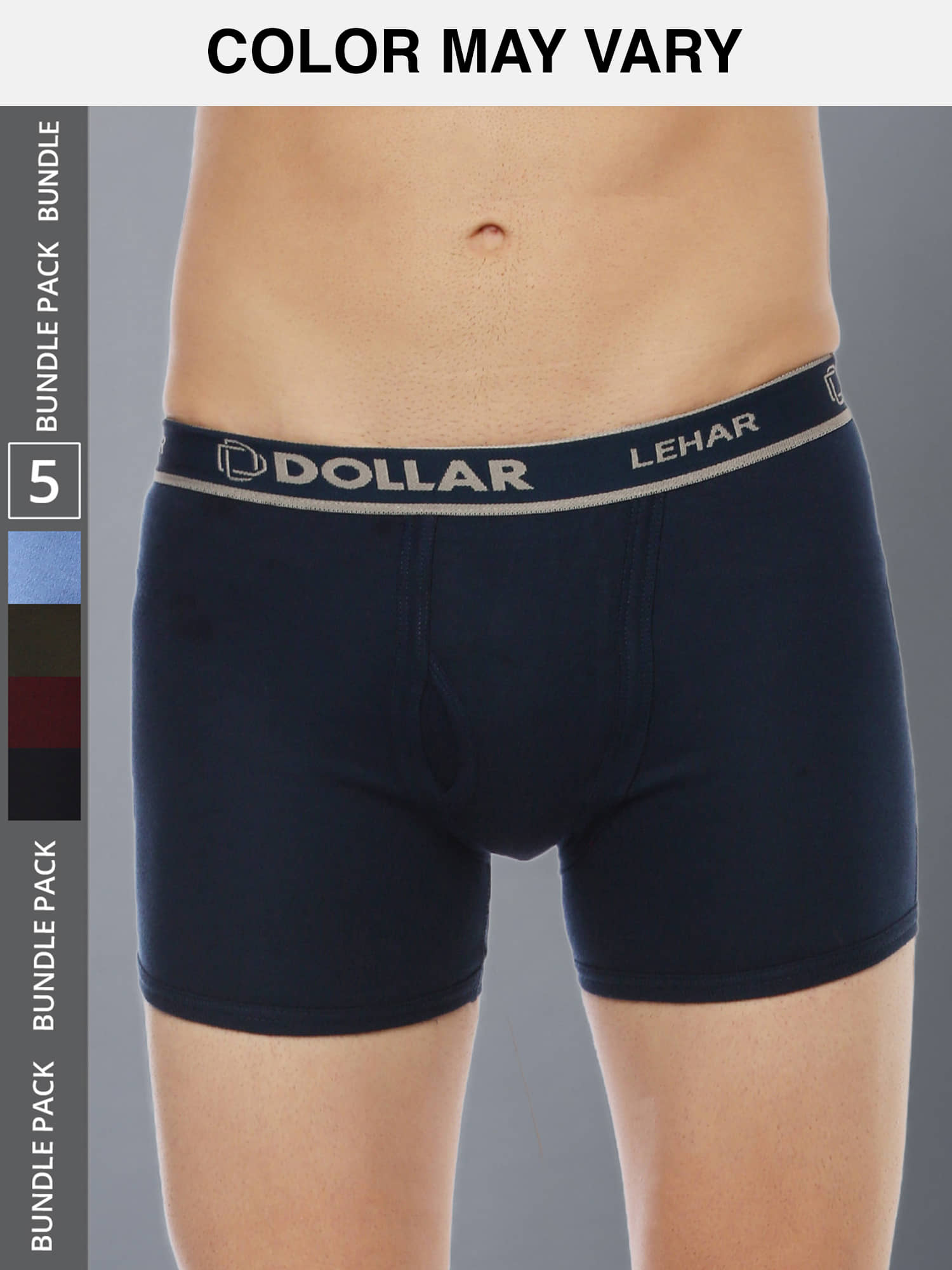 Dollar Lehar Mens Combed Cotton Trunk - Pack of 5 - (Colour May Vary)