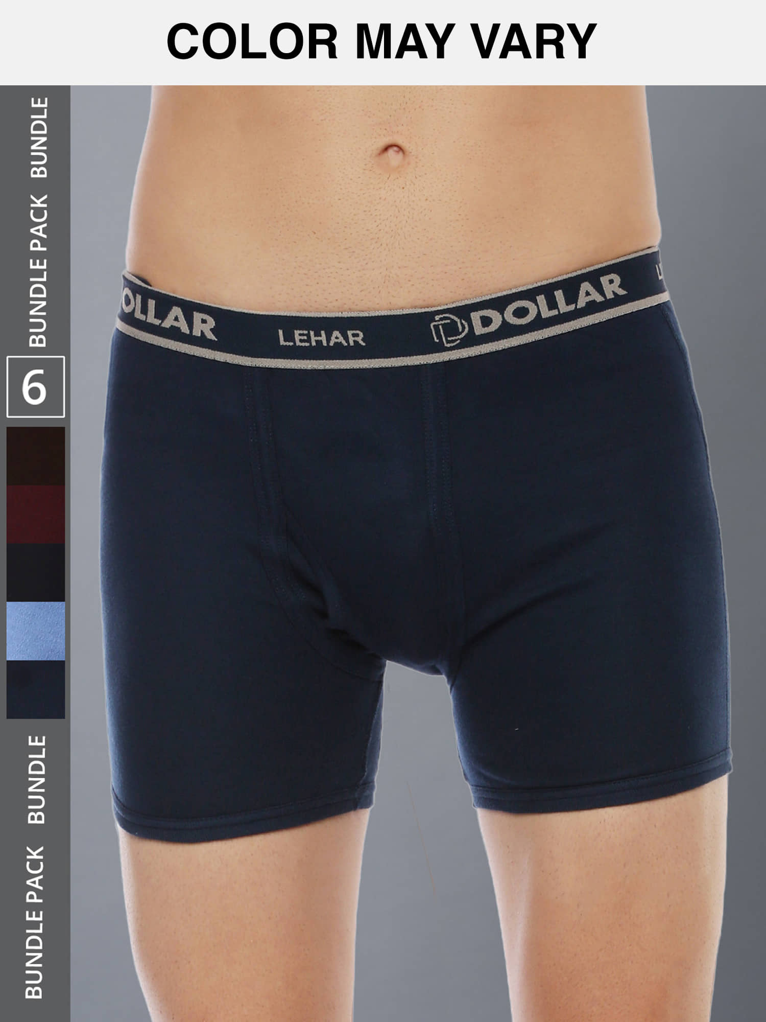 Dollar Lehar Mens Combed Cotton Trunk - Pack of 6 - (Colour May Vary)