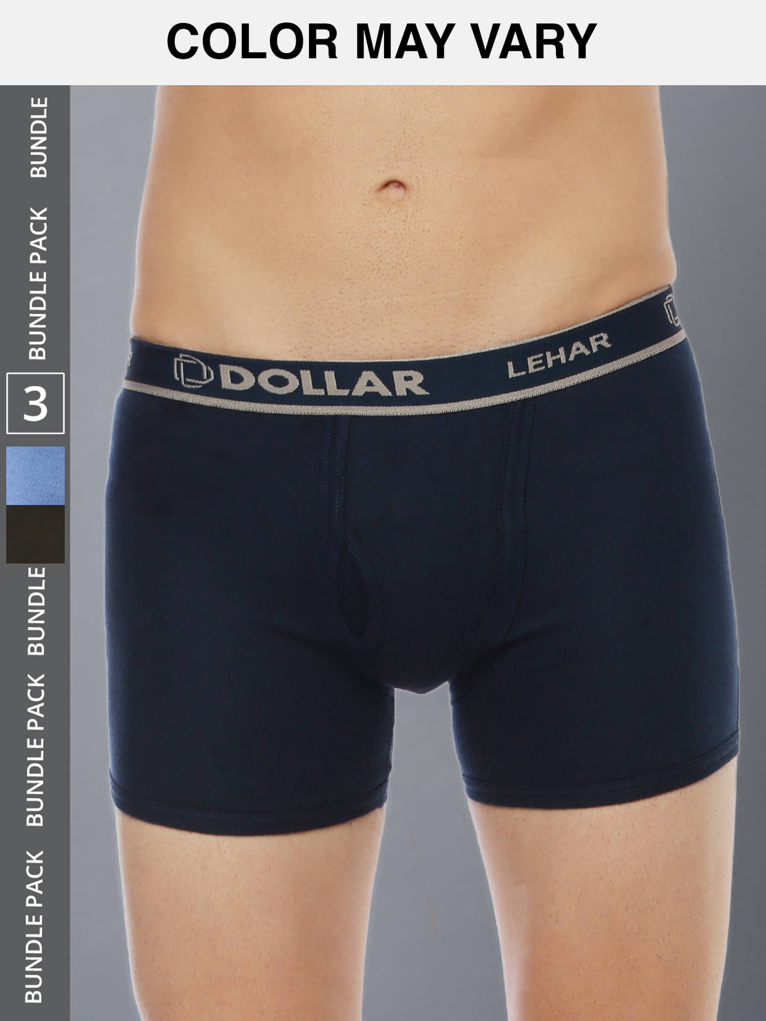 Dollar Lehar Mens Combed Cotton Trunk - Pack of 3 - (Colour May Vary)