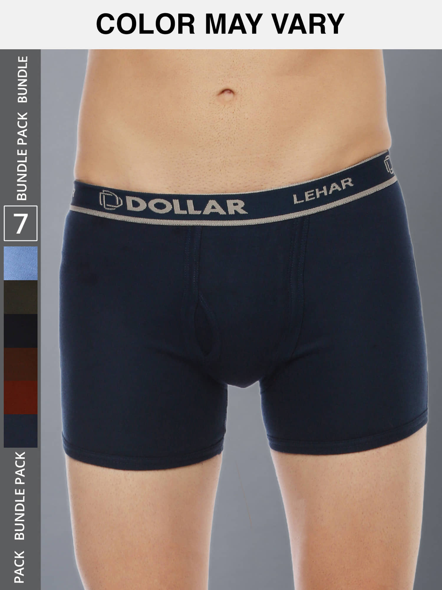 Dollar Lehar Mens Combed Cotton Trunk - Pack of 7 - (Colour May Vary)