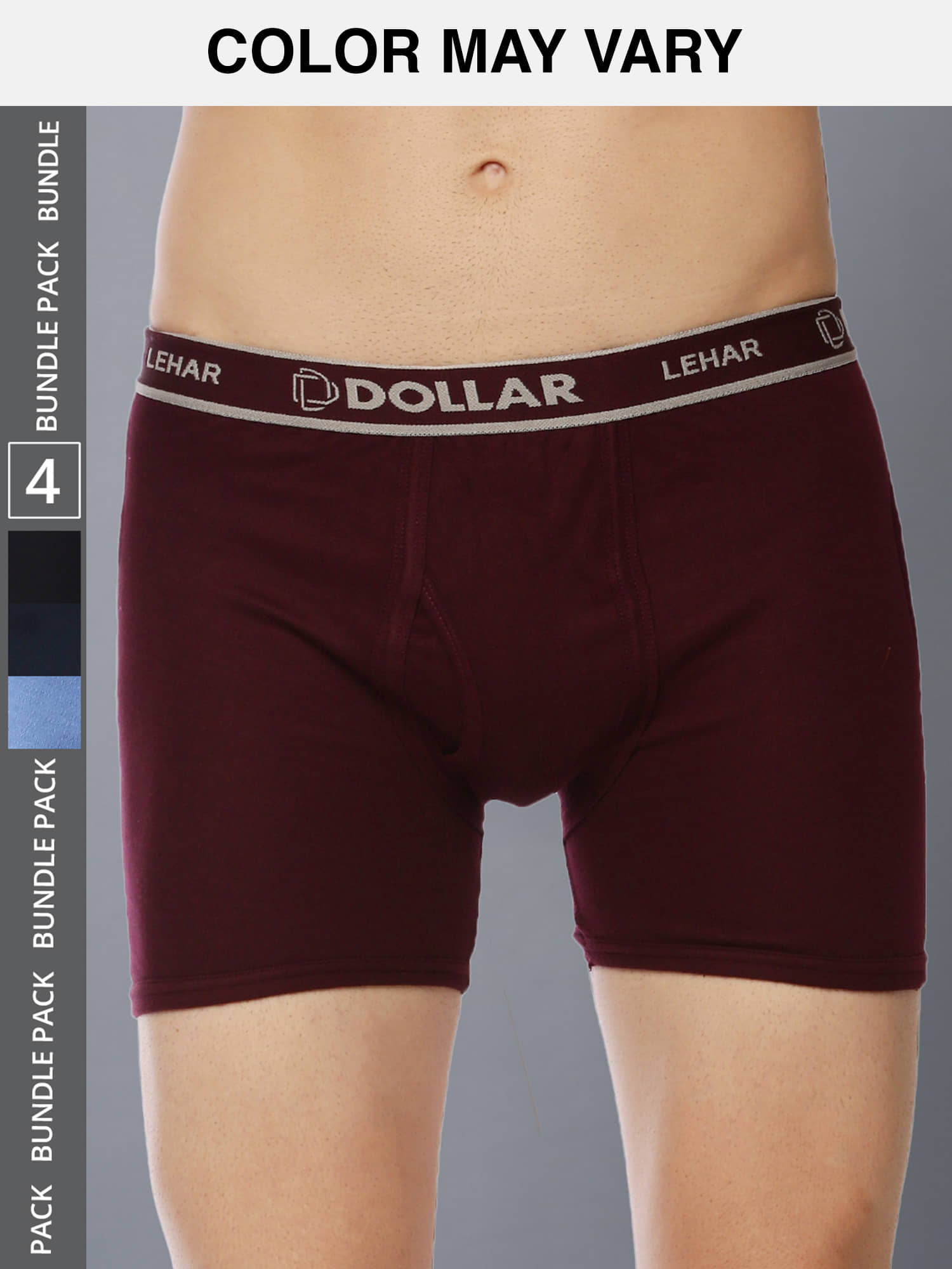 Dollar Lehar Mens Combed Cotton Trunk - Pack of 4 - (Colour May Vary)