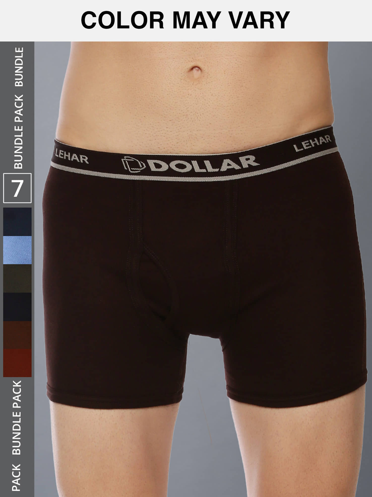 Dollar Lehar Mens Combed Cotton Trunk - Pack of 7 - (Colour May Vary)