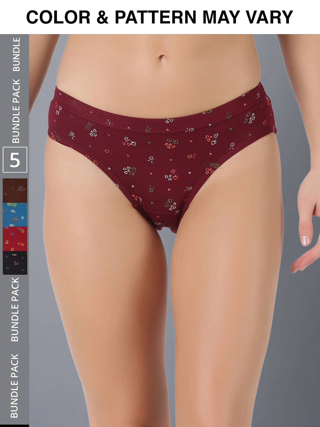 Dollar Lehar Super Combed Cotton Women's Printed Hipster Panty - Pack of 5 - (Print May Vary) Dollar Lehar Super Combed Cotton Women's Printed Hipster Panty - Pack of 5 - (Print May Vary)