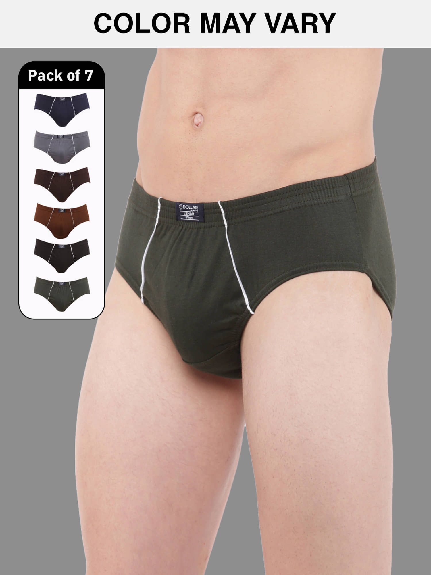 Dollar Lehar Super Combed Cotton Mens Brief - Pack of 7 - (Colour May Vary)