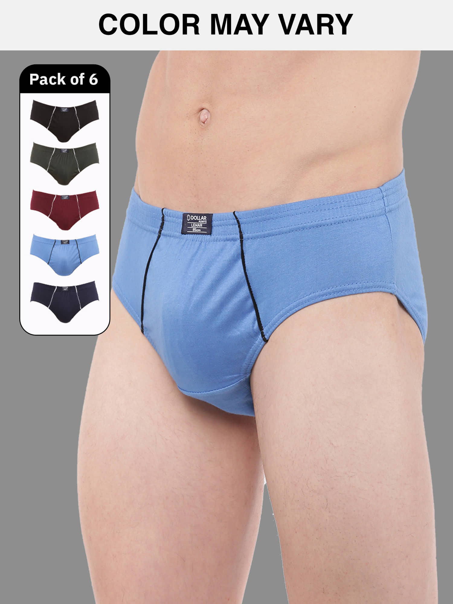 Dollar Lehar Super Combed Cotton Mens Brief - Pack of 6 - (Colour May Vary)