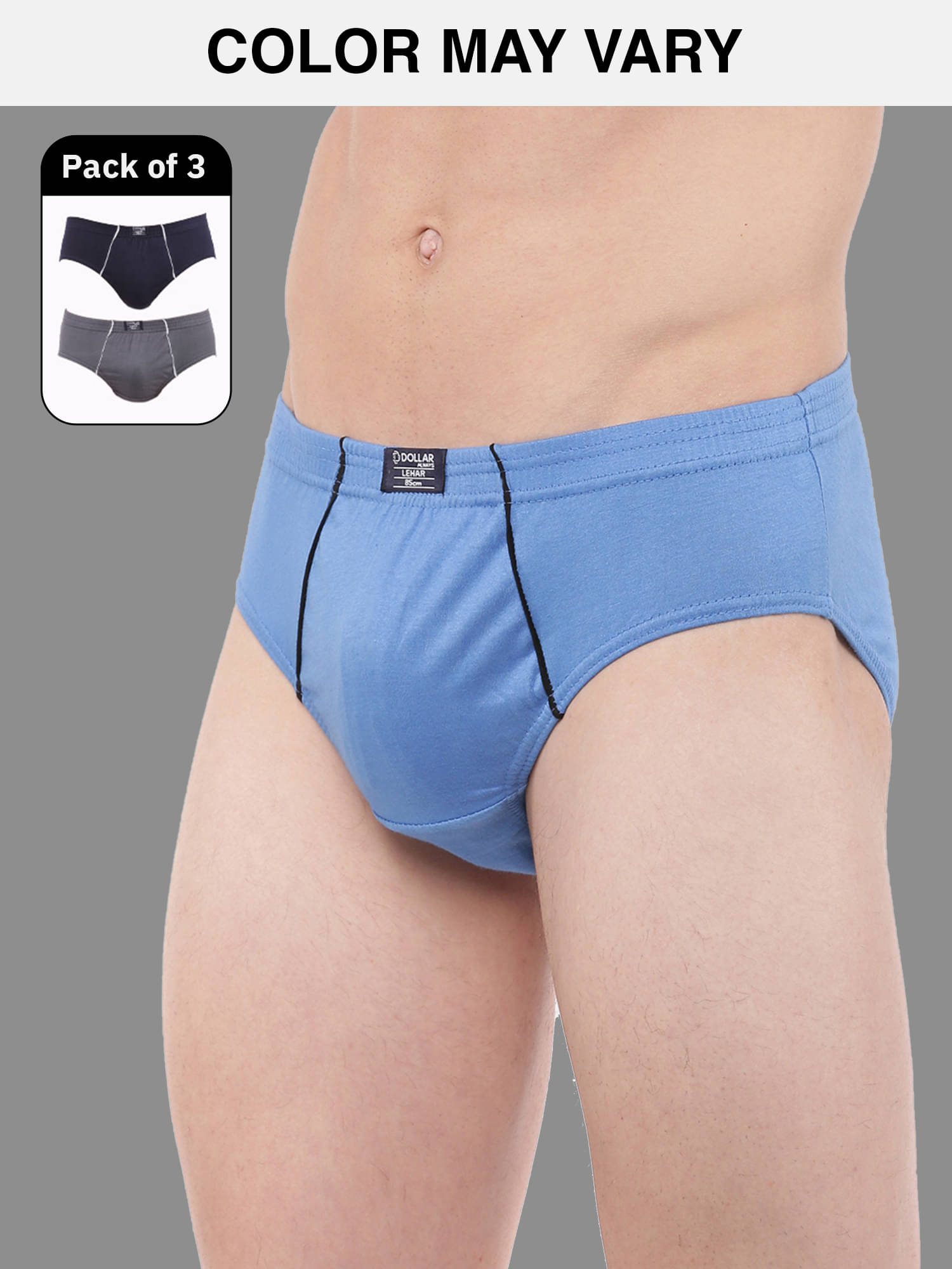 Dollar Lehar Super Combed Cotton Mens Brief - Pack of 3 - (Colour May Vary)     			Dollar Lehar Super Combed Cotton Mens Brief - Pack of 3 - (Colour May Vary)