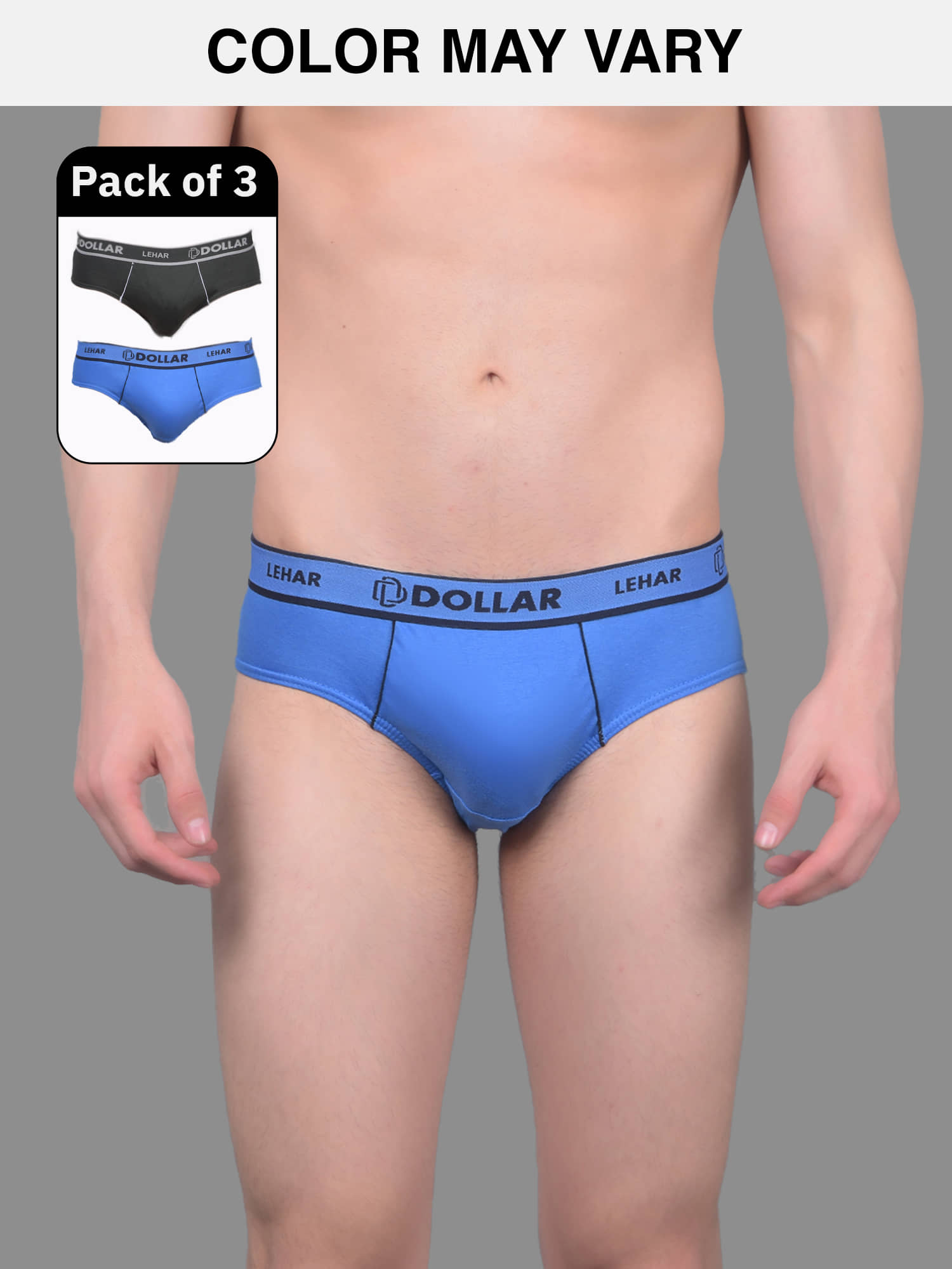 Dollar Lehar Super Combed Cotton Mens Brief - Pack of 3 - (Colour May Vary)
