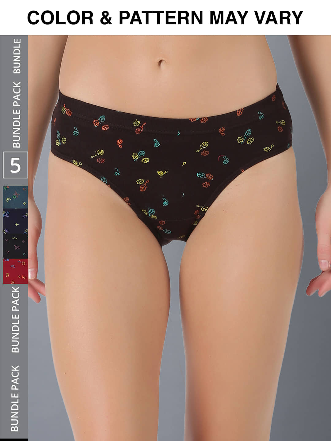 Dollar Lehar Super Combed Cotton Women's Printed Hipster Panty - Pack of 5 - (Print May Vary)